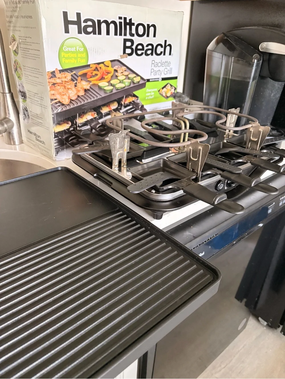 Hamilton Beach Raclette Party Grill Electric 1200W Nonstick Grill/Griddle EUC